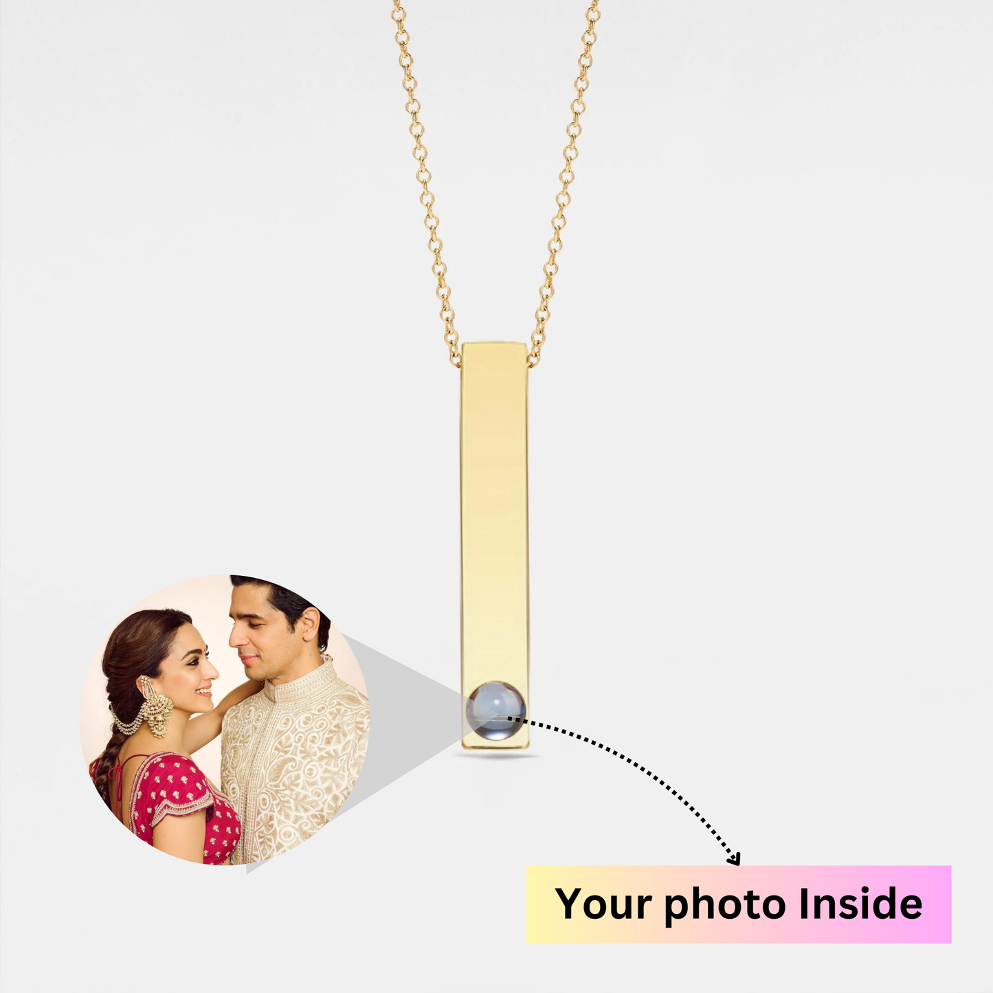 Bar Necklace - Custom Bar Photo Projection Necklace