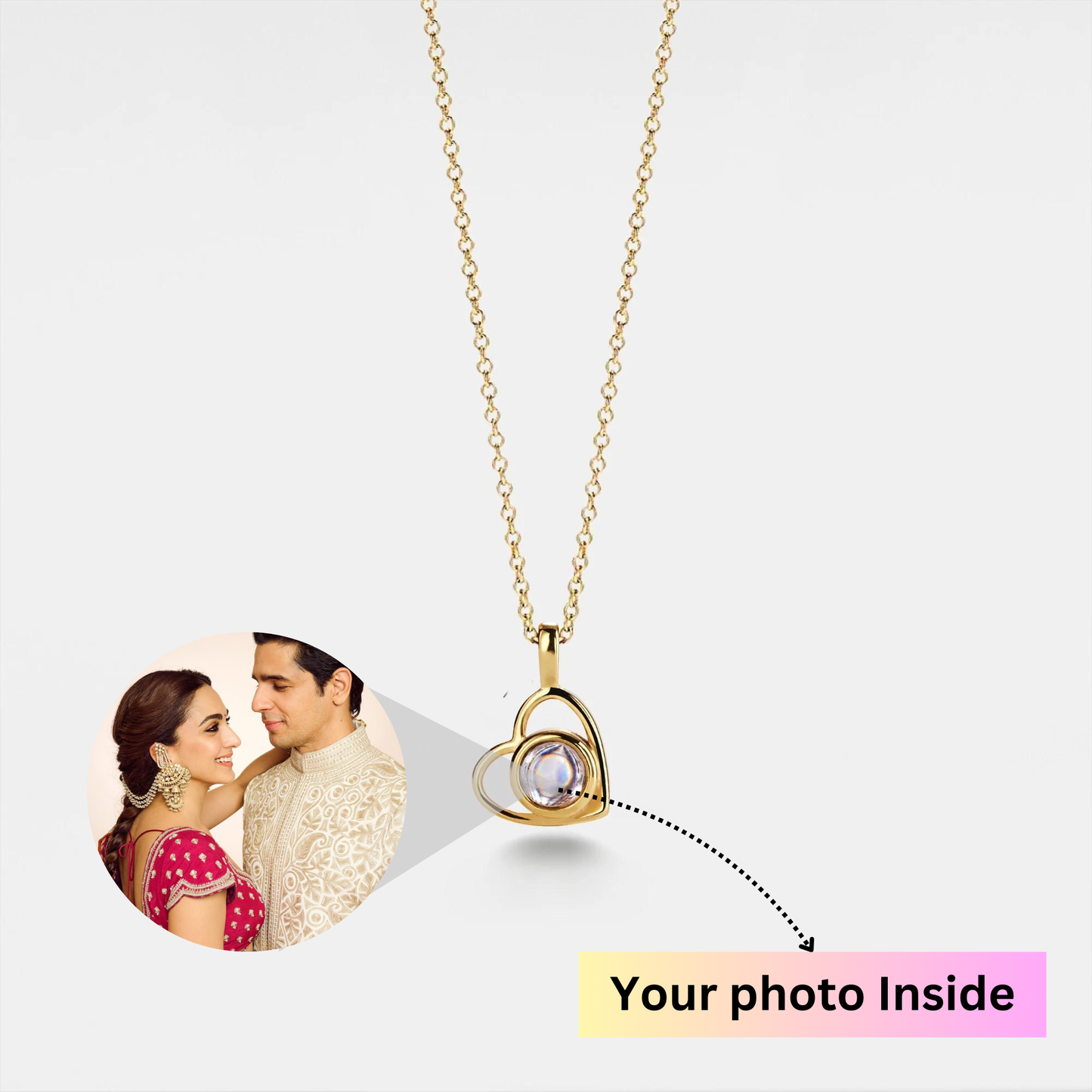 Heart Necklace - Heart Photo Projection Neckalce